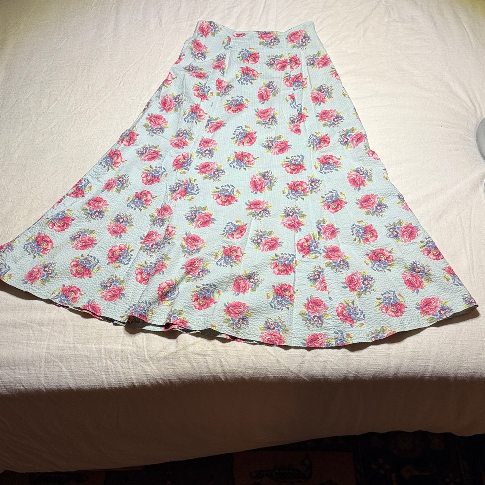 Ralph Lauren Cottage Core Sweeping A-line Prairie Floral Skirt Cotton Sz 10 - Picture 4 of 13